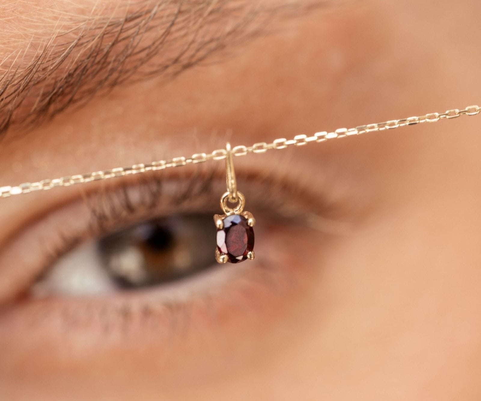 Picture of  Luna Rae solid 9k gold Garnet Necklace